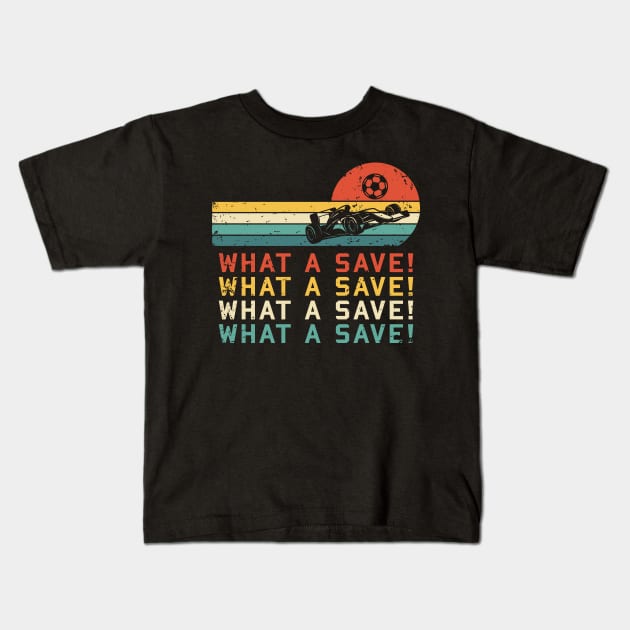 What a save Vintage Retro Rocket Soccer Car League Kids T-Shirt by rebuffquagga